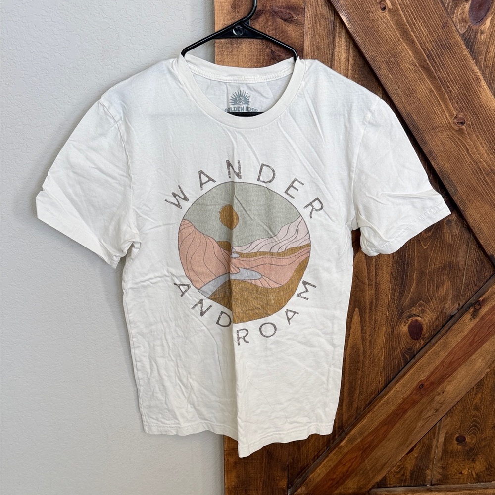 White Graphic T-Shirt with Wander Design